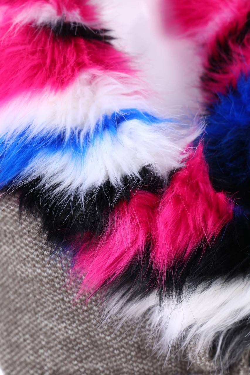 Carou Ohne Label Wickel-Cardigan mit Fake Fur-Besatz Großer Ausverkauf