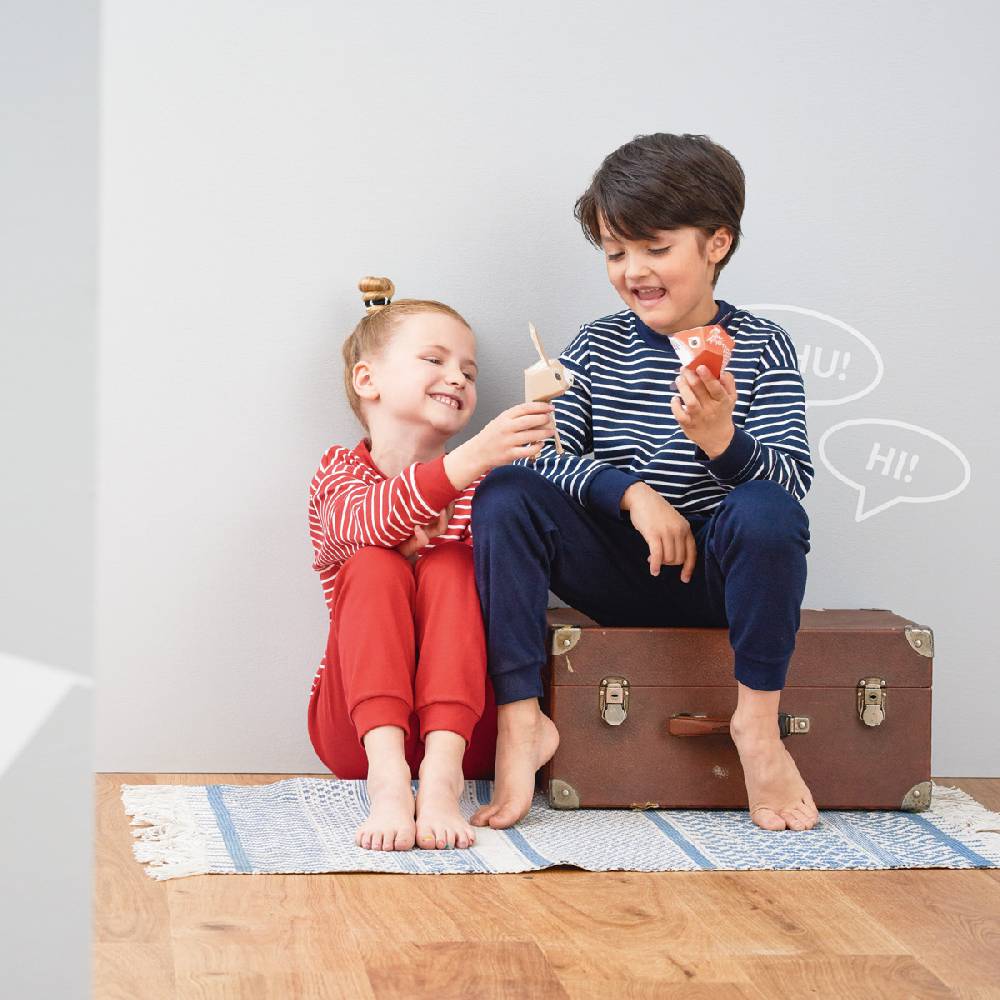 LIVING CRAFTS - Kinderschlafanzug - White/Navy Striped 2025
