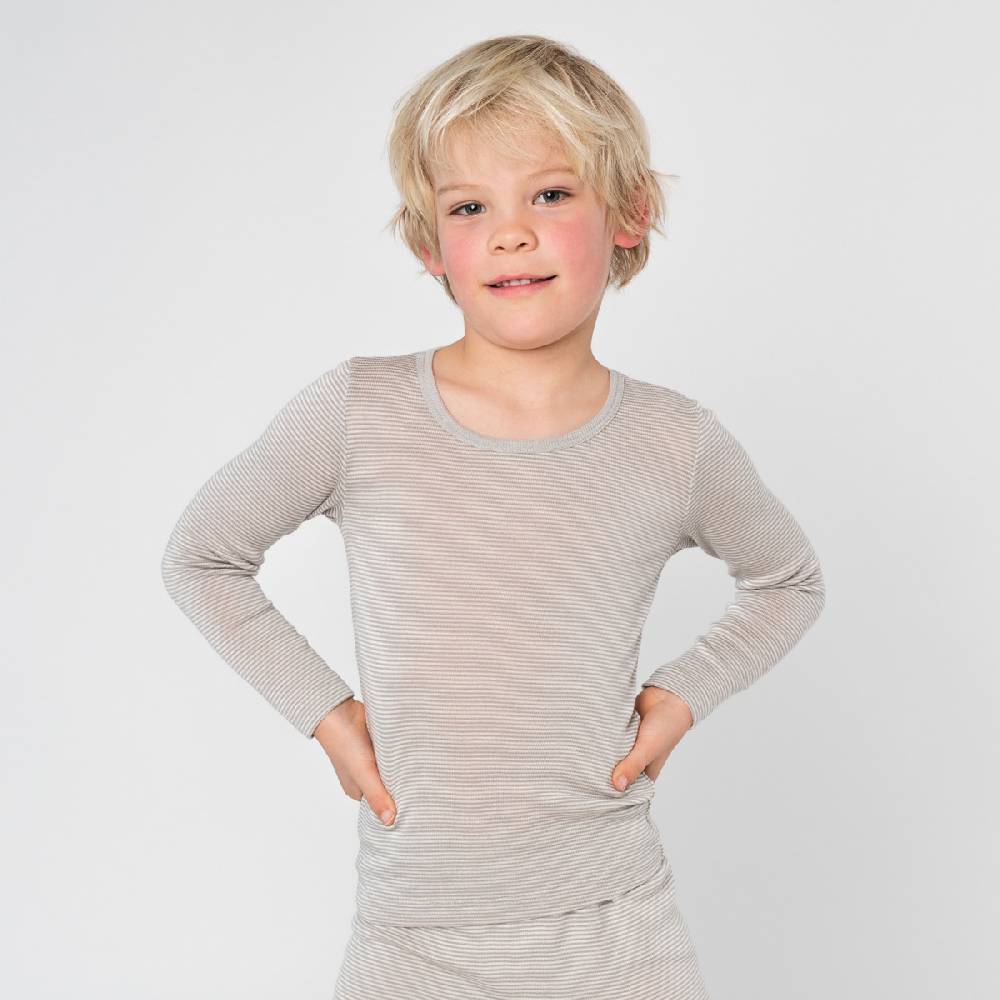 LIVING CRAFTS - Langarm-Shirt - Grey/Natural Striped Fabrikverkauf