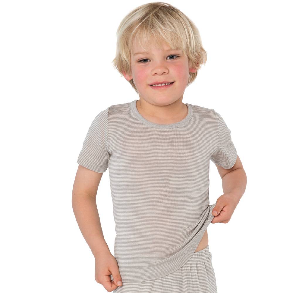 LIVING CRAFTS - Kurzarm-Shirt - Grey/Natural Striped Limitierter Zeitrabatt