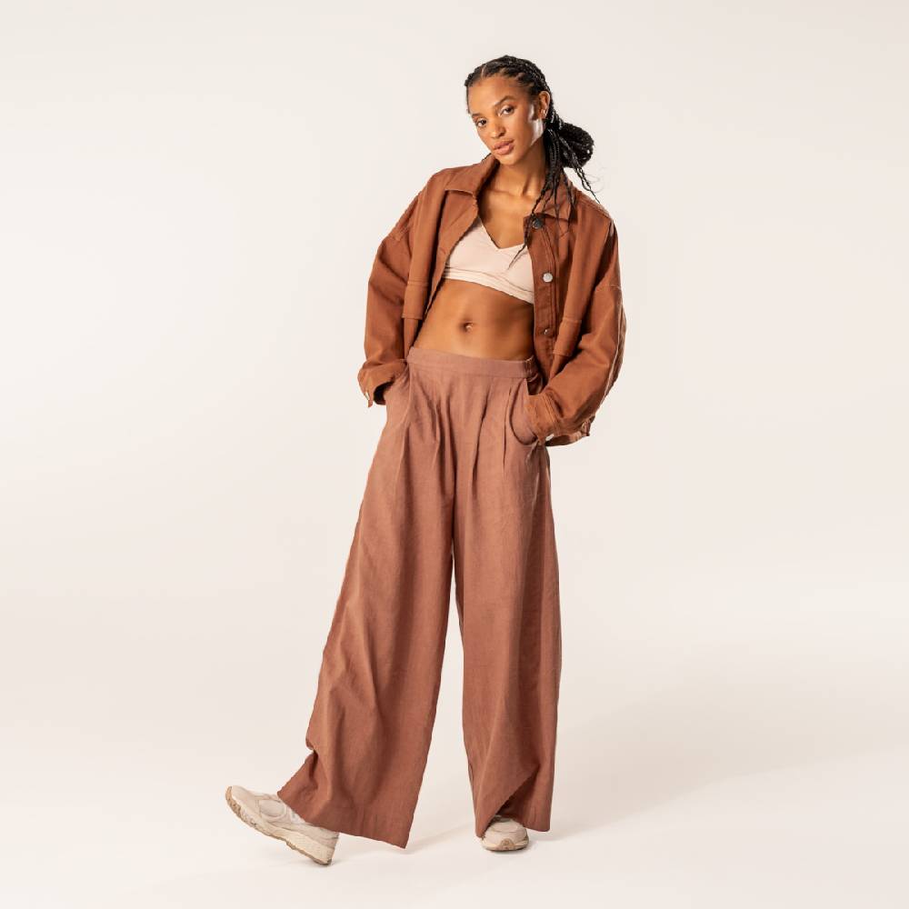 LIVING CRAFTS DUYEN - Weite Bundfaltenhose - Brown Limitierter Zeitrabatt