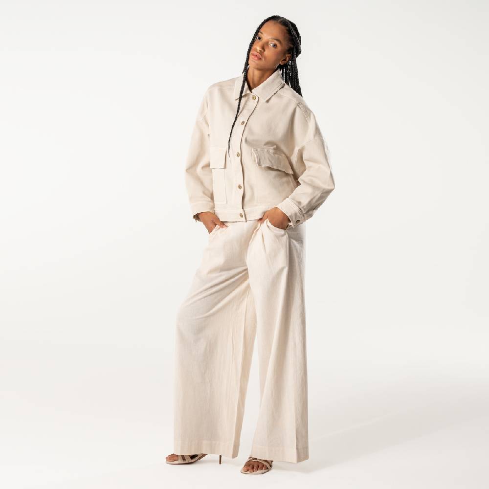 LIVING CRAFTS DUYEN - Weite Bundfaltenhose - Sand Fabrik Onlineshop