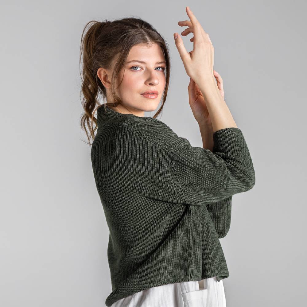 LIVING CRAFTS BINE - Strickjacke - Dark Khaki Lagerräumung
