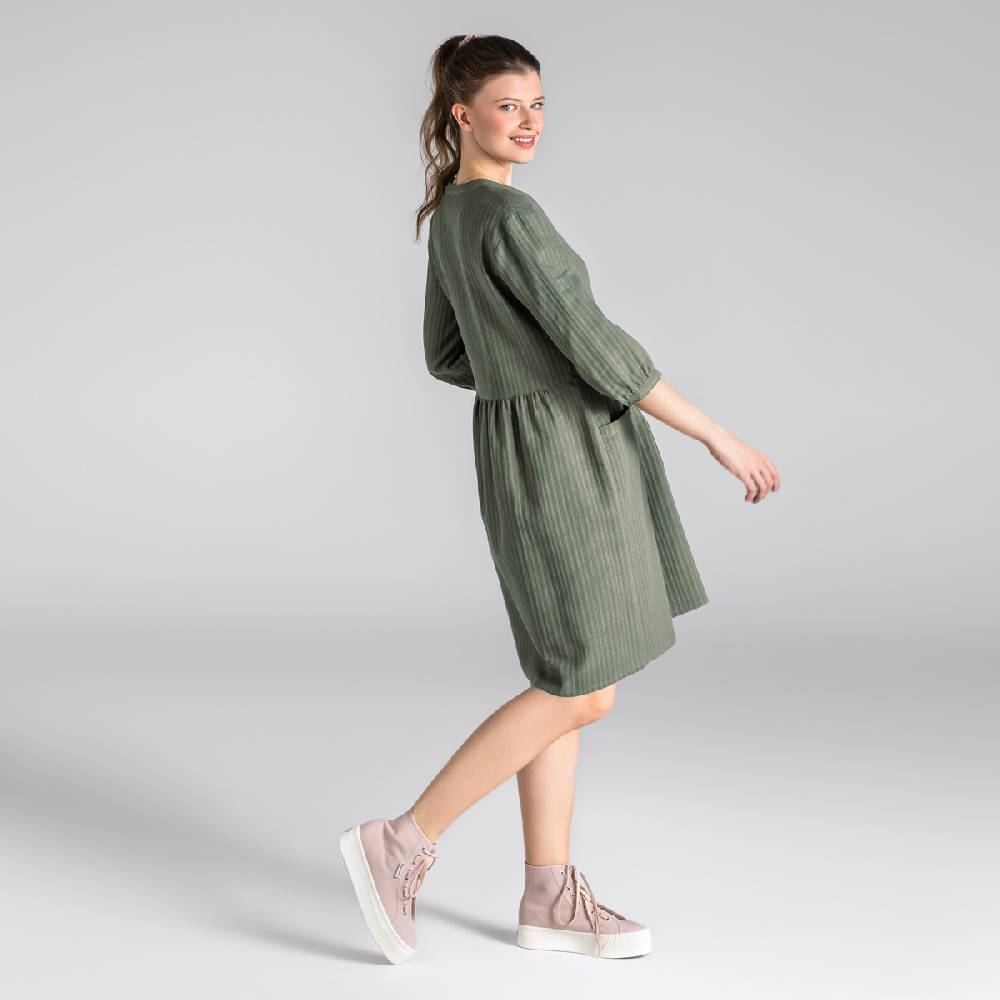 LIVING CRAFTS BLOSWEN - Seersucker Kleid - Khaki Top Angebot