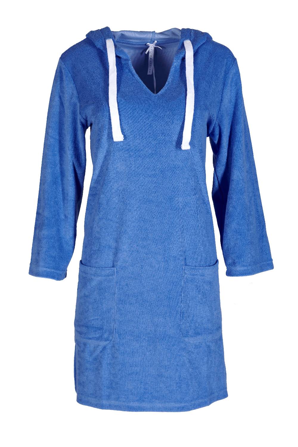 Louis & Louisa Badekleid Frottee Damen, blau mit Kapuze Rabatt