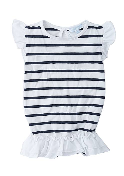 Louis & Louisa Baby Body mit Rüschen, blau gestreift Online