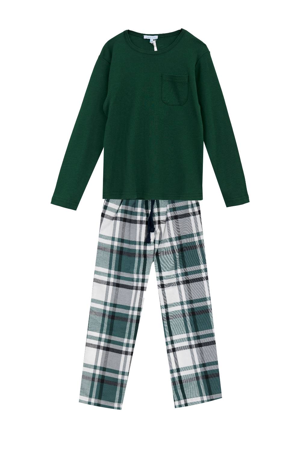 Louis & Louisa Pyjama Jungs mit Tasche, grün/ Flanell Kauf eins, bekomm eins gratis