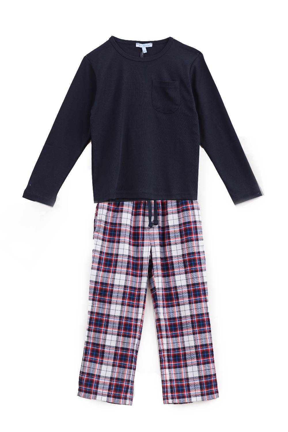 Louis & Louisa Pyjama Jungs mit Tasche, dunkelblau / flanell Limitierter Zeitrabatt