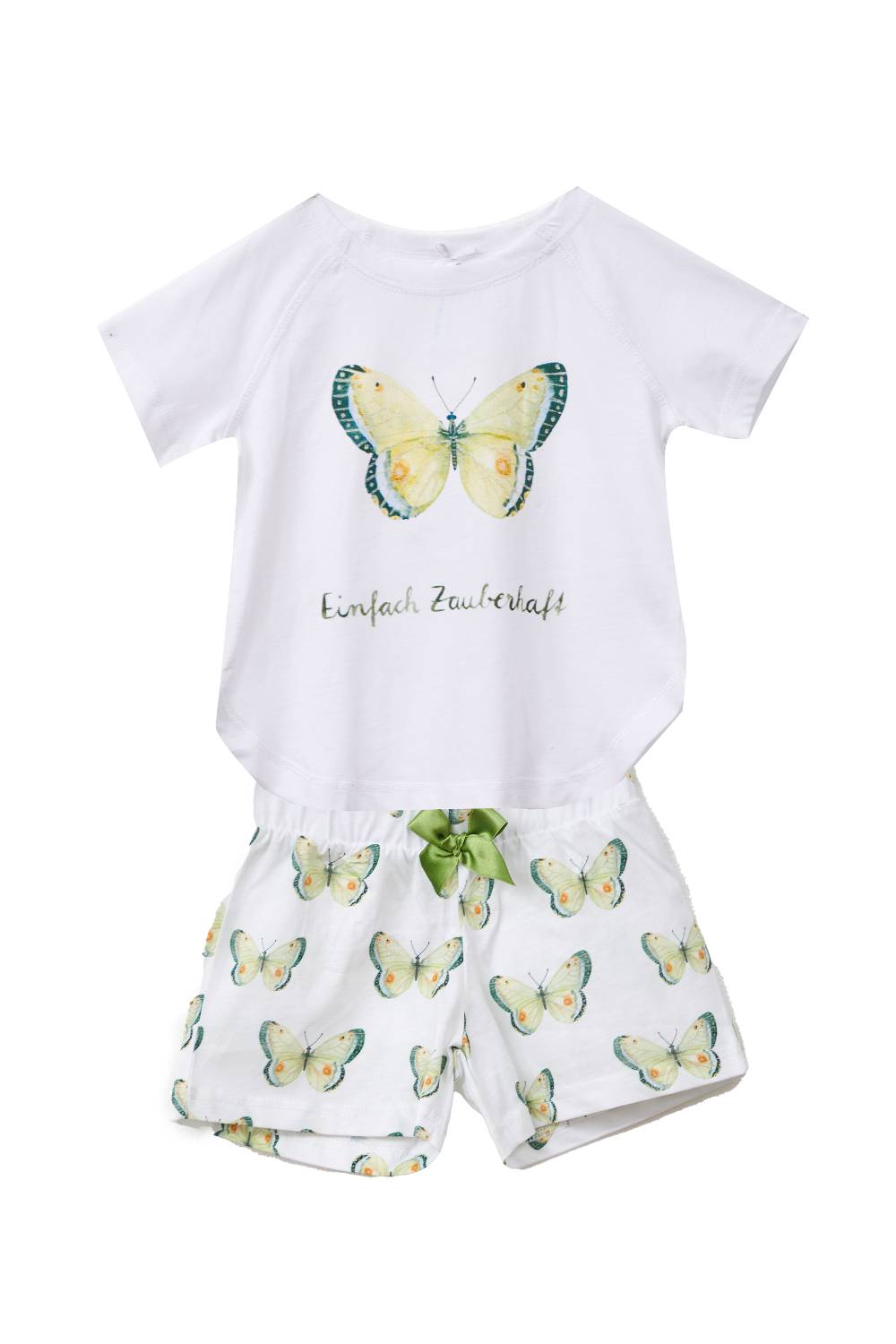 Louis & Louisa Short-Set Kinder "Einfach Zauberhaft" Schmetterling-Druck, weiß allover Osterangebot