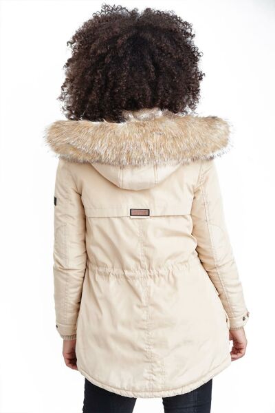 Marikoo Grinsekatze Damen lange Winterjacke mit Kapuze Kostenloser Versand