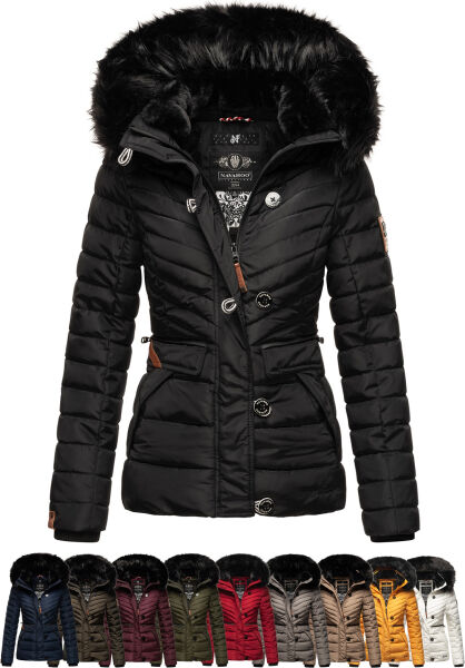 Marikoo Navahoo Wisteriaa Damen Winter Steppjacke mit Kapuze und Fellkragen Rabatte dieses Monats