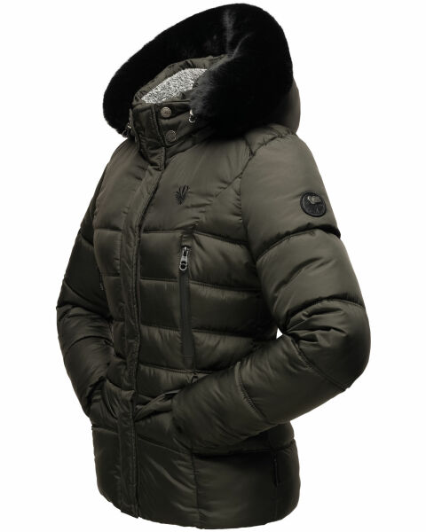 Marikoo Loveleen Damen Winter Steppjacke mit Teddyfell und Fellkragen Zeitbegrenzte Promotion
