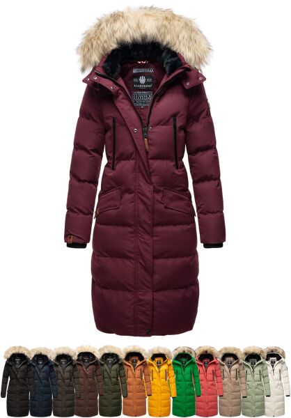 Marikoo Schneesternchen Damen lange Winter Steppjacke mit Kapuze Bis zu 60% Rabatt