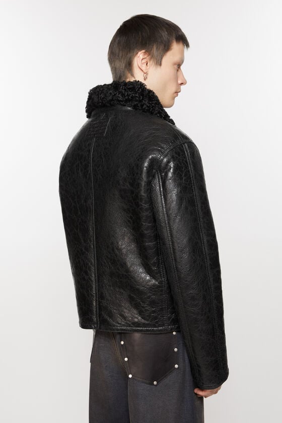 Acne Studios Lederjacke mit Shearling Im Verkauf