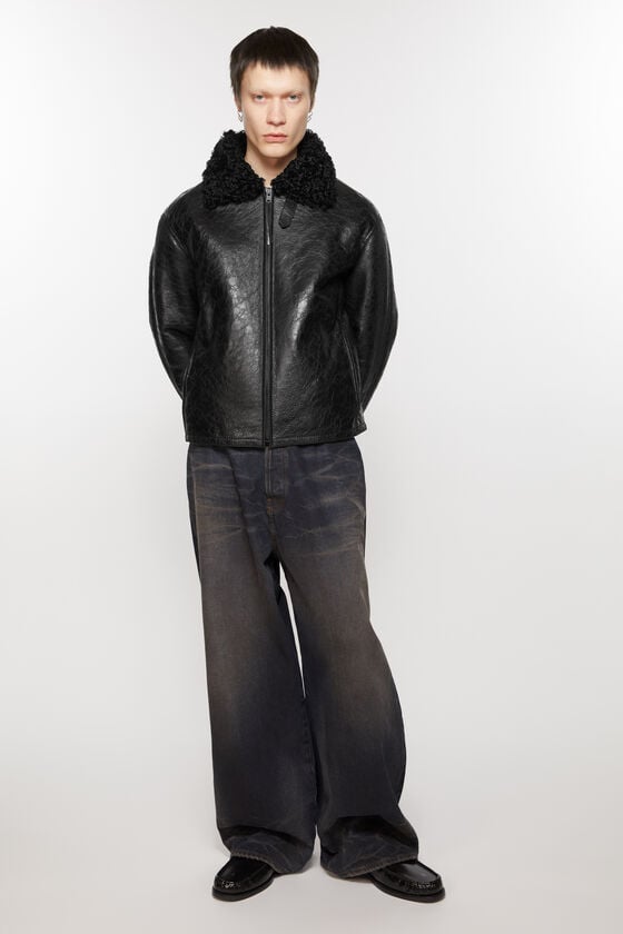 Acne Studios Lederjacke mit Shearling Im Verkauf