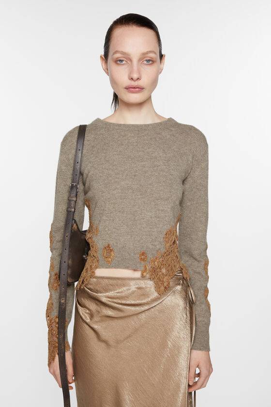 Acne Studios Wollpullover mit Spitzenbesatz Verkauf