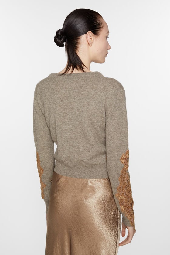 Acne Studios Wollpullover mit Spitzenbesatz Verkauf
