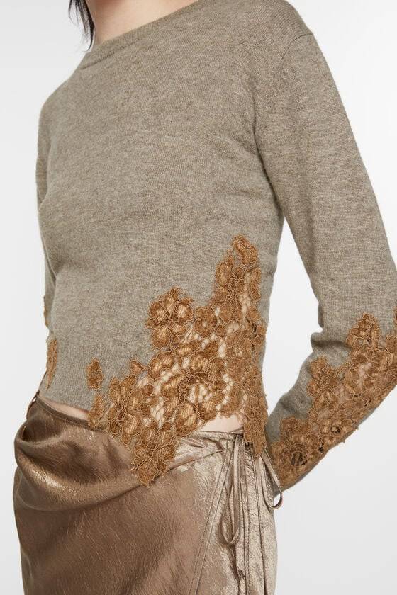 Acne Studios Wollpullover mit Spitzenbesatz Verkauf
