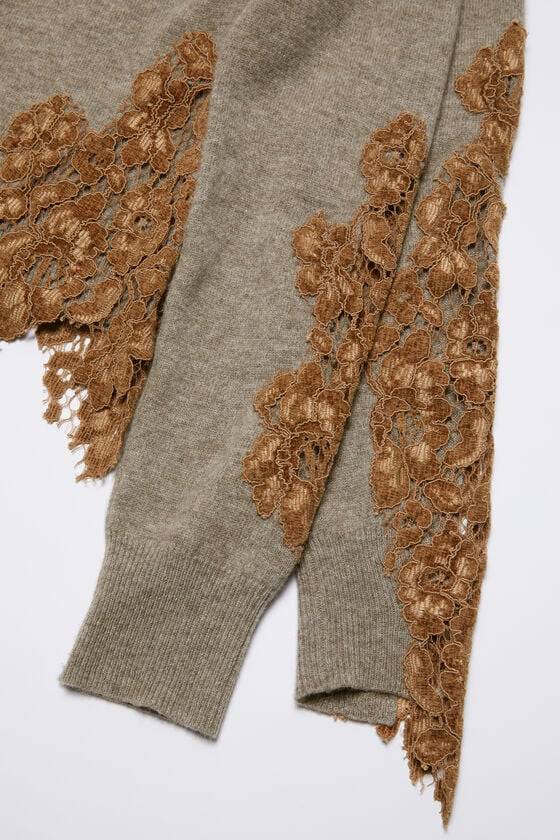 Acne Studios Wollpullover mit Spitzenbesatz Verkauf