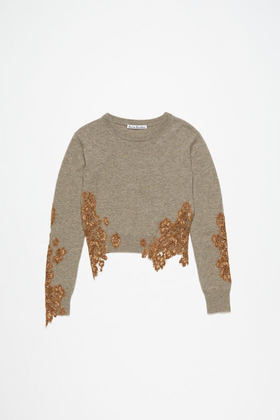 Acne Studios Wollpullover mit Spitzenbesatz Verkauf