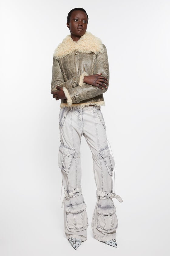 Acne Studios Lederjacke mit Shearling Sonderangebote