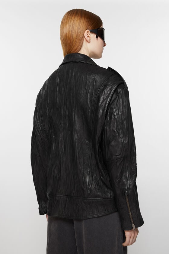 Acne Studios Bikerjacke aus zerknittertem Leder Black Friday Preise