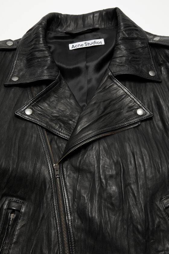 Acne Studios Bikerjacke aus zerknittertem Leder Black Friday Preise