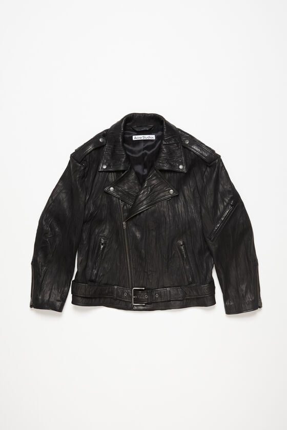 Acne Studios Bikerjacke aus zerknittertem Leder Black Friday Preise
