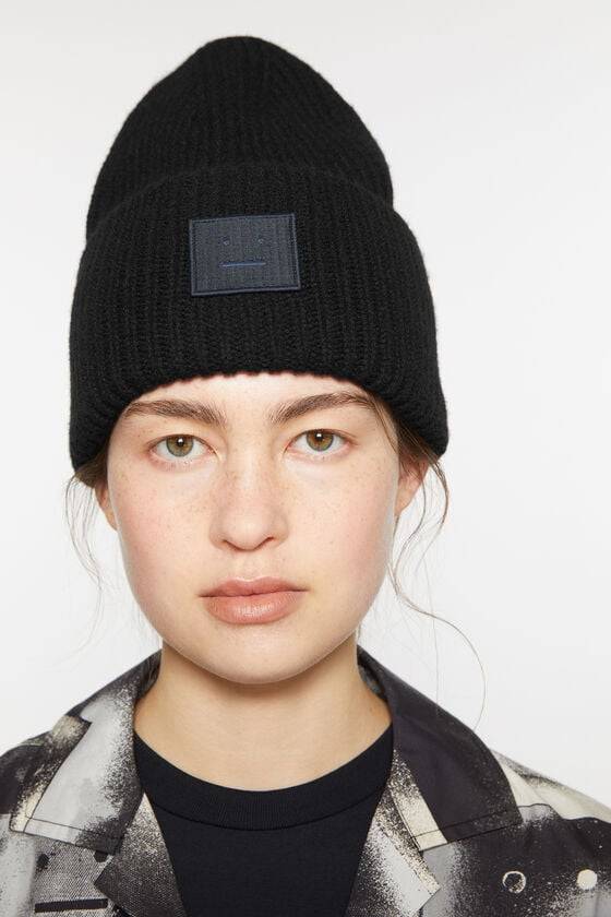Acne Studios Mütze mit großem Face-Logo Kostenlose Rückgabe