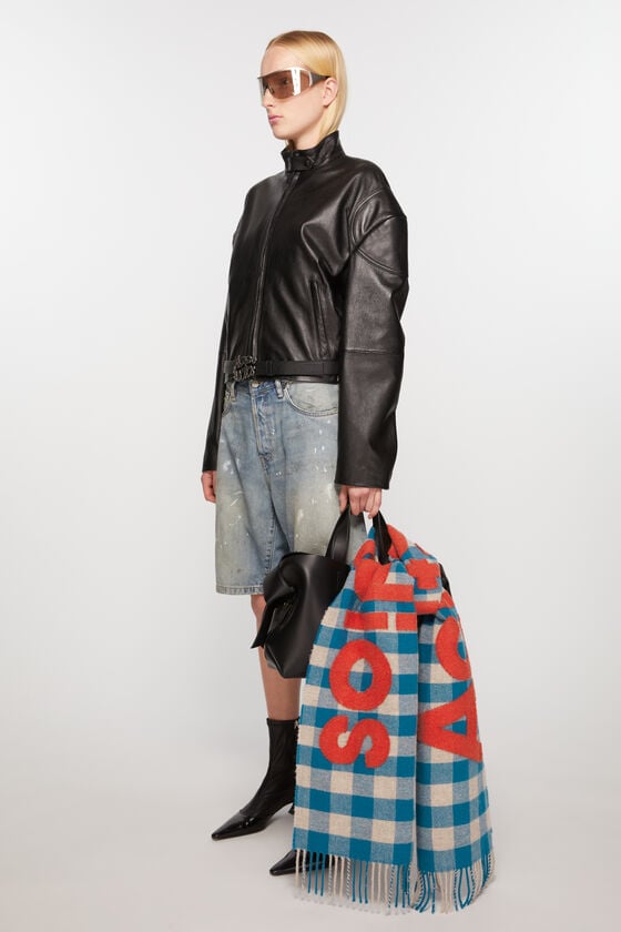 Acne Studios Karierter Logo-Schal Vierteljährliche Förderung
