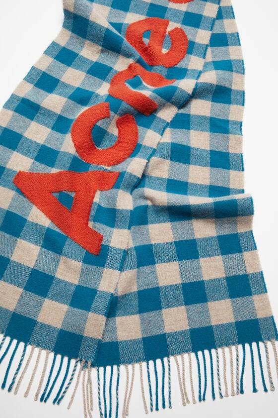 Acne Studios Karierter Logo-Schal Vierteljährliche Förderung