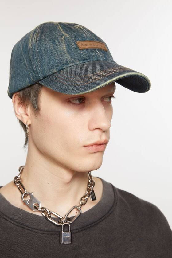 Acne Studios Kappe mit Denim-Logo Discount Store für neue Produkte