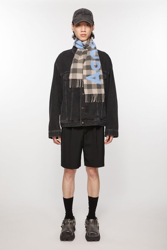 Acne Studios Karo-Schal mit Logo - Schmal Fabrikladen