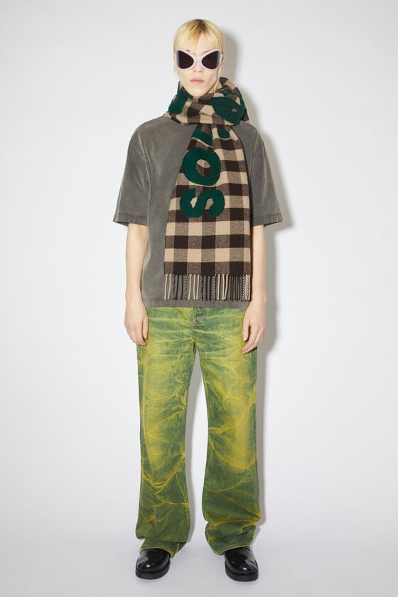 Acne Studios Karierter Logo-Schal Im Verkauf