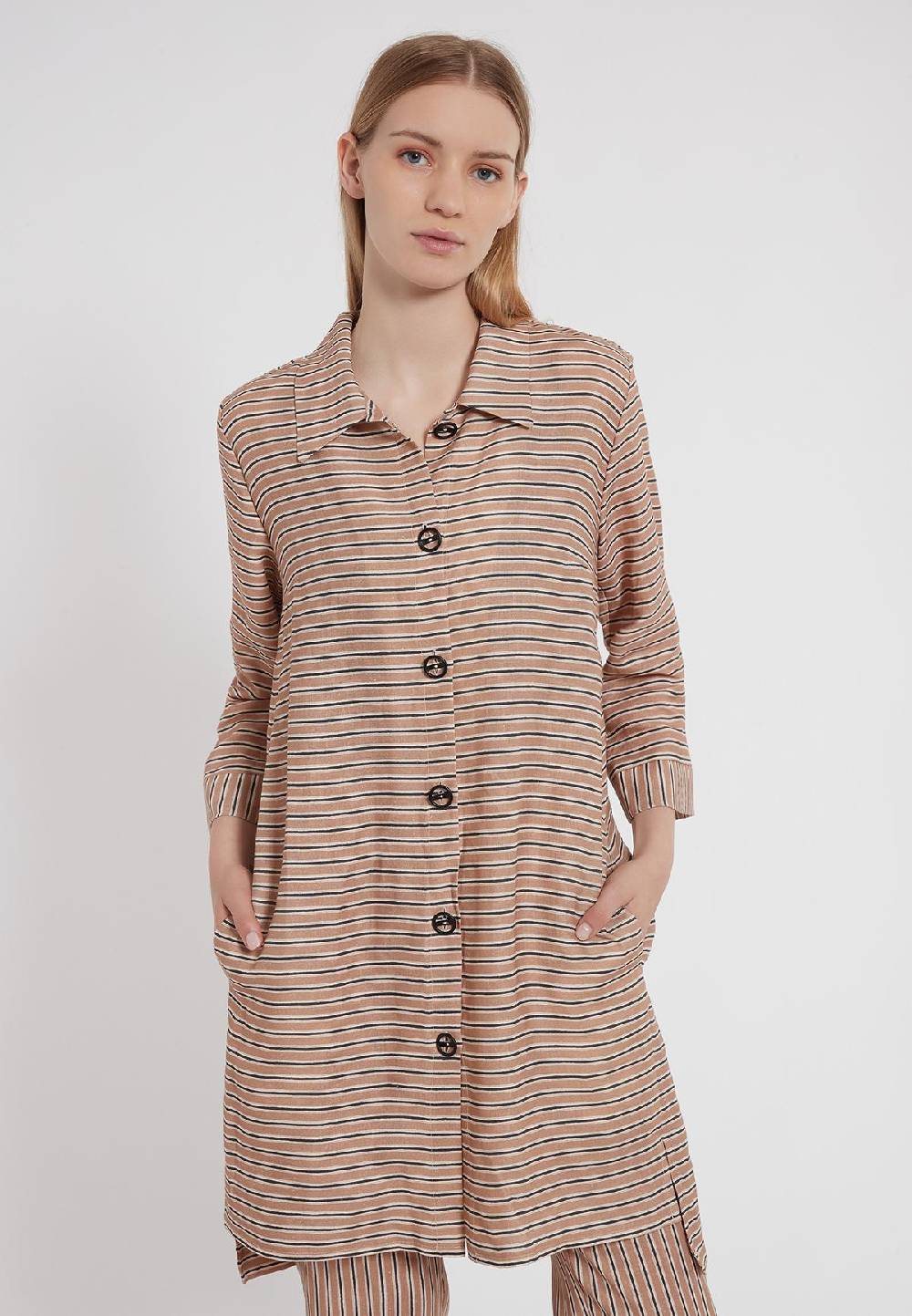 Ana Alcazar Leinen Hemdblusen Kleid Zemtye Bis zu 60% Rabatt