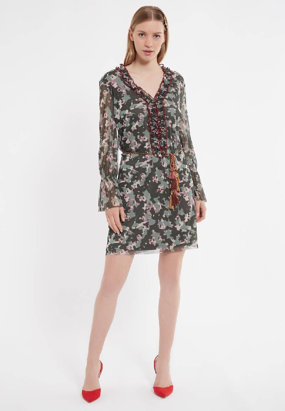 Ana Alcazar Langarm Kleid Zigea Sonderangebot der Fabrik