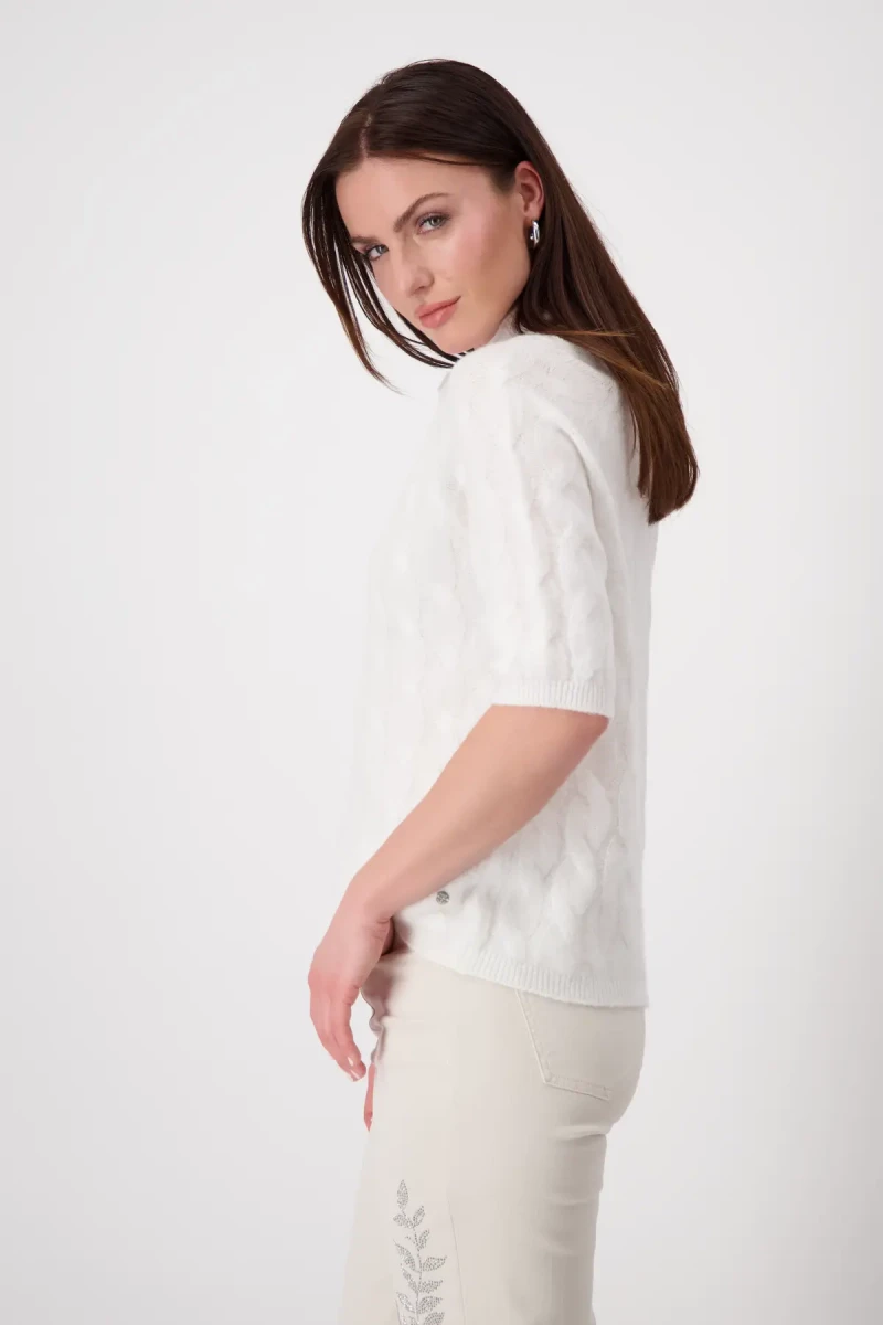 Monari Flauschiger Pullover mit Zopfmuster Schlussverkauf