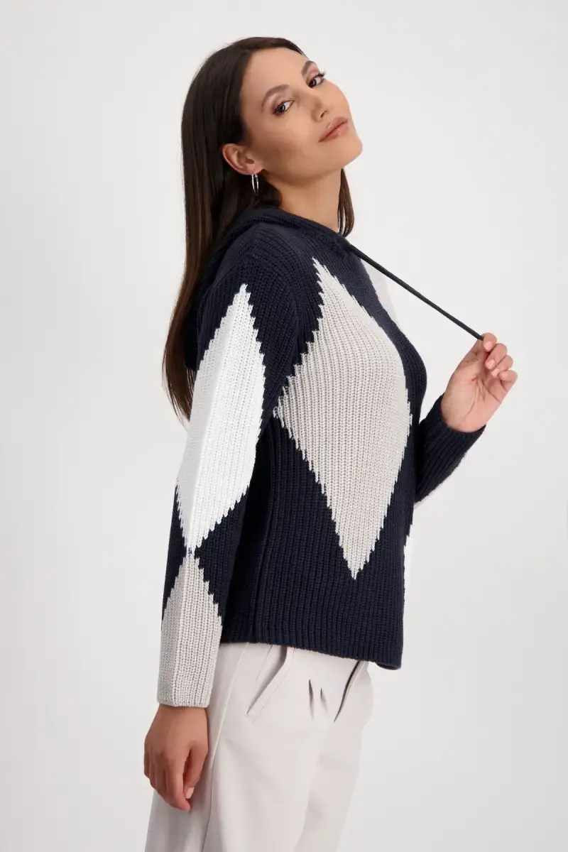 Monari Kapuzenpullover mit Rauten Saisonale Angebote