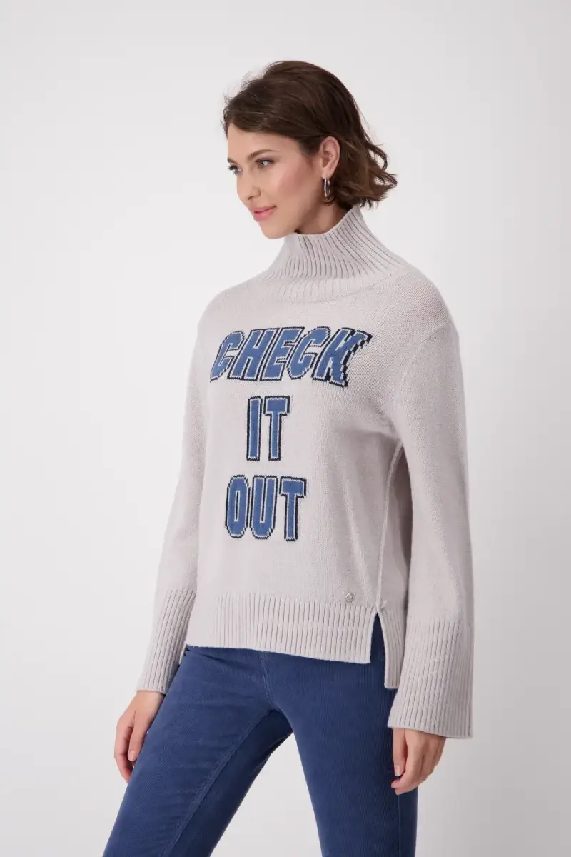 Monari Strickpullover mit Schrift Kostenlose Rückgabe