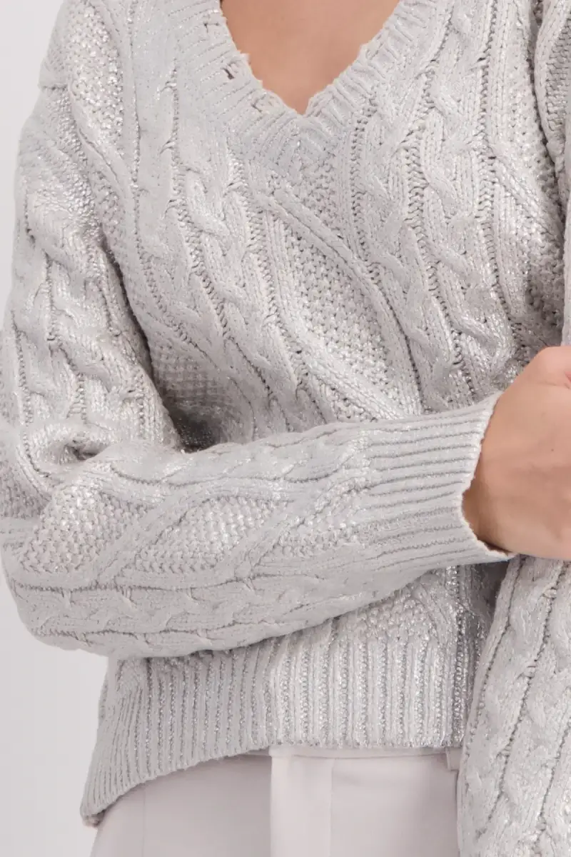 Monari Glänzender Pullover mit Zopfmuster Fabrikladen