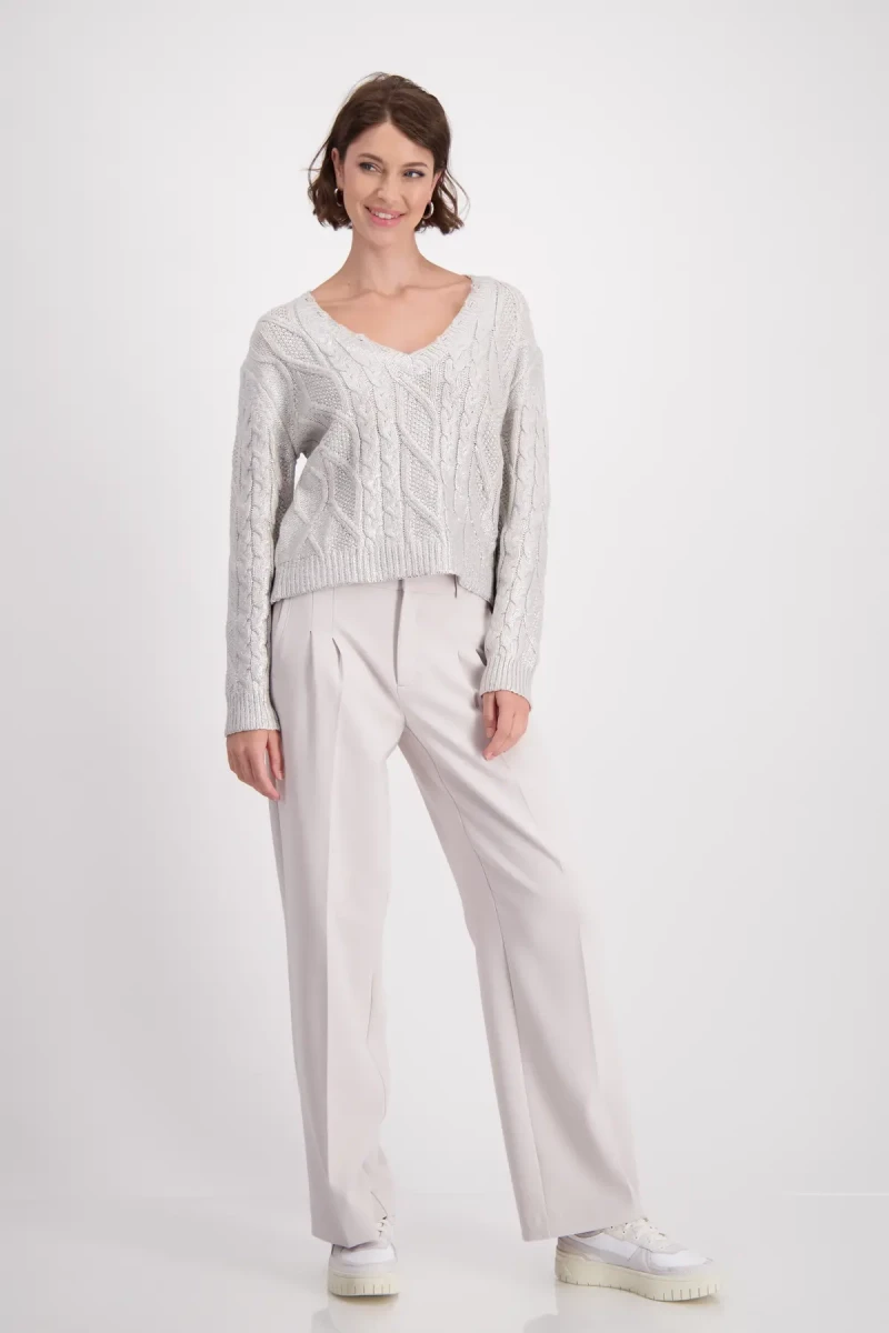 Monari Glänzender Pullover mit Zopfmuster Fabrikladen