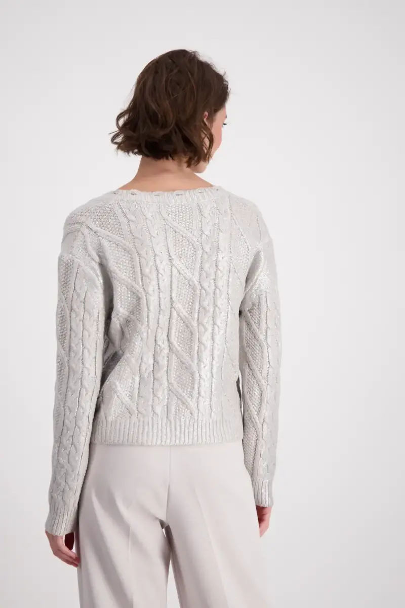 Monari Glänzender Pullover mit Zopfmuster Fabrikladen