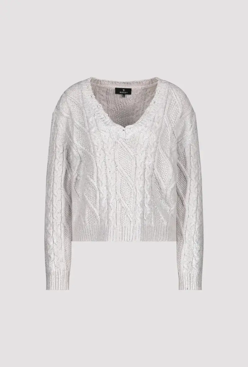 Monari Glänzender Pullover mit Zopfmuster Fabrikladen