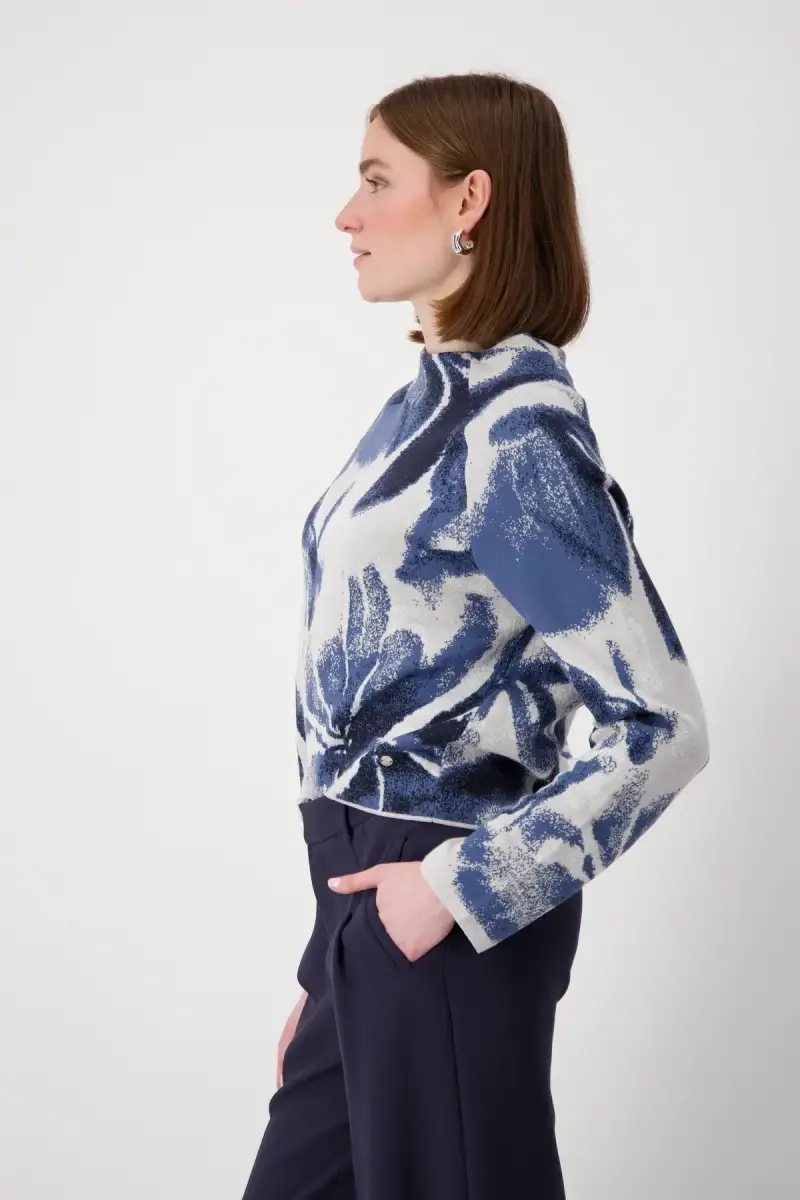 Monari Strickpullover mit Blumenmuster Neueste Mode