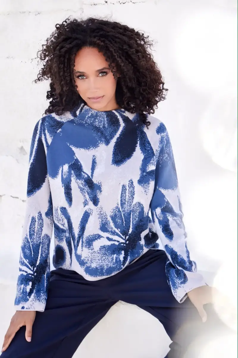 Monari Strickpullover mit Blumenmuster Neueste Mode