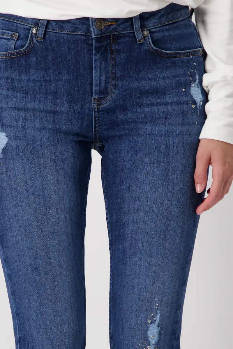 Monari Destroyed Jeans mit Strass Super Rabatt