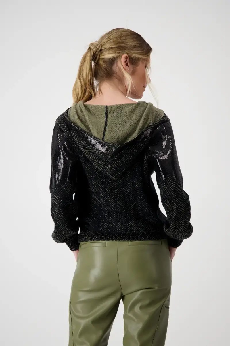 Monari Strickjacke mit Fischgratmuster und Pailletten Kostenloser Versand international