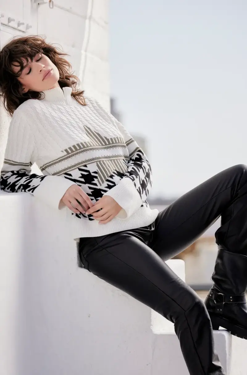 Monari Pullover mit Hahnentrittmuster 50% Rabatt für begrenzte Zeit