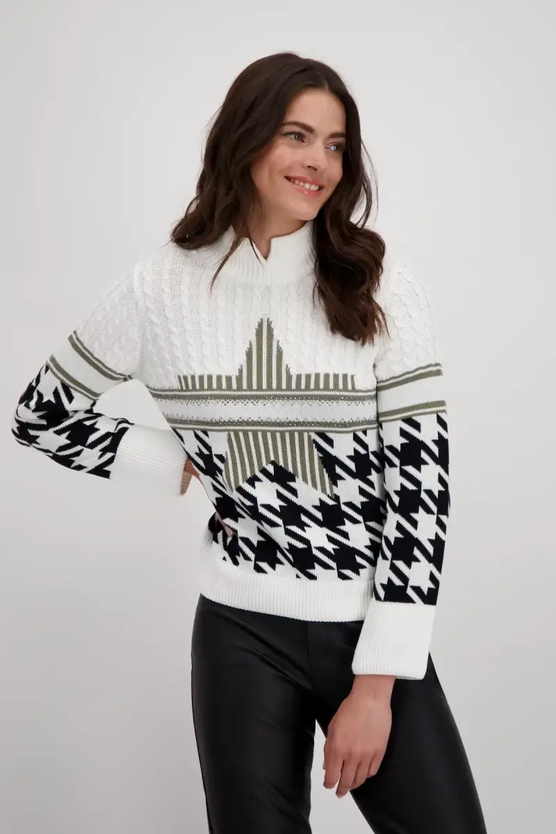 Monari Pullover mit Hahnentrittmuster 50% Rabatt für begrenzte Zeit