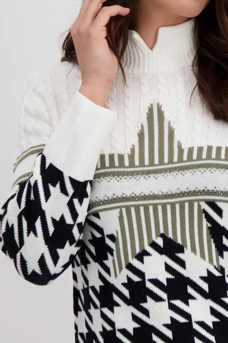 Monari Pullover mit Hahnentrittmuster 50% Rabatt für begrenzte Zeit